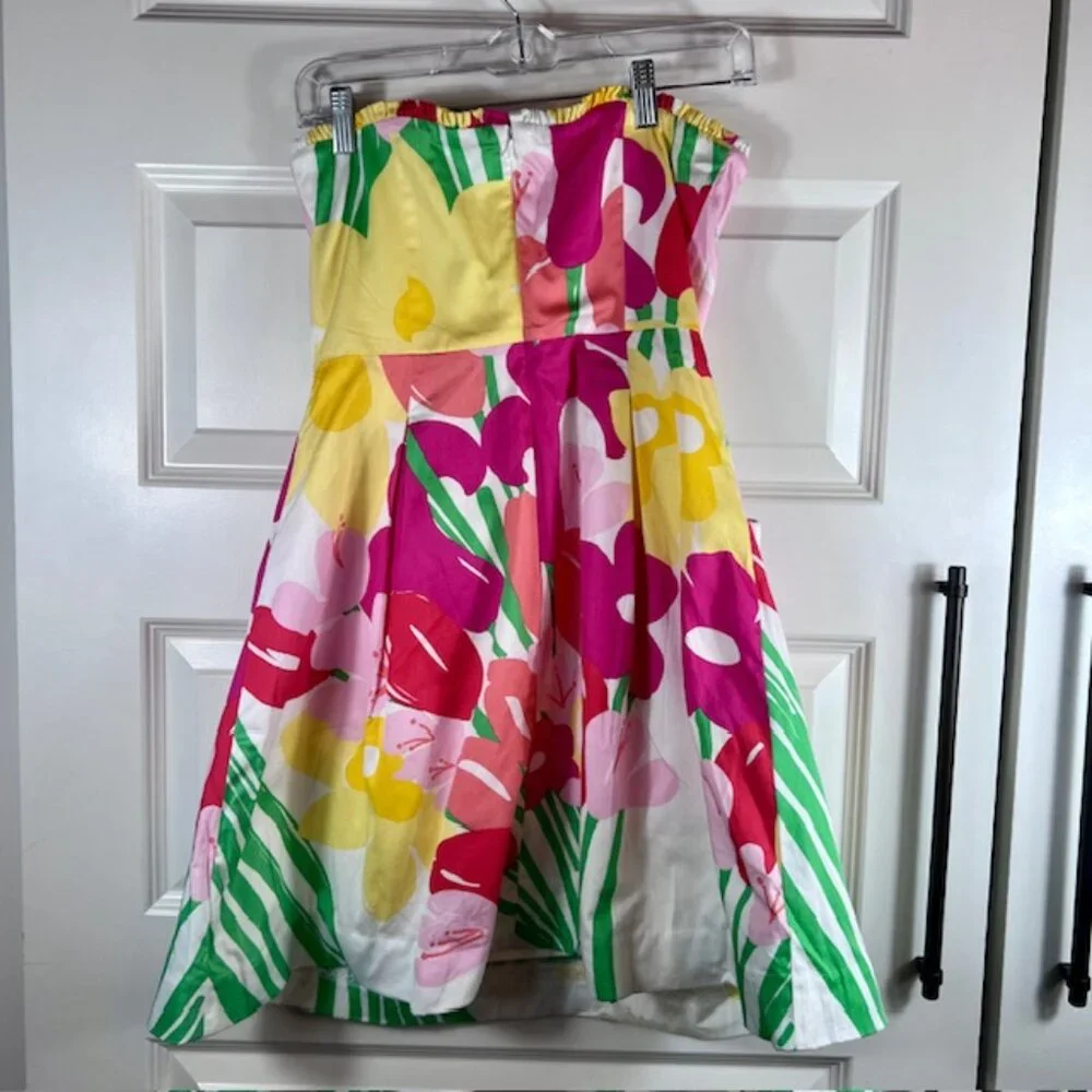Lilly Pulitzer Blossom Lavish Strapless Floral Cotton Fit and Flare Dress Size 4 - Picture 4 of 12